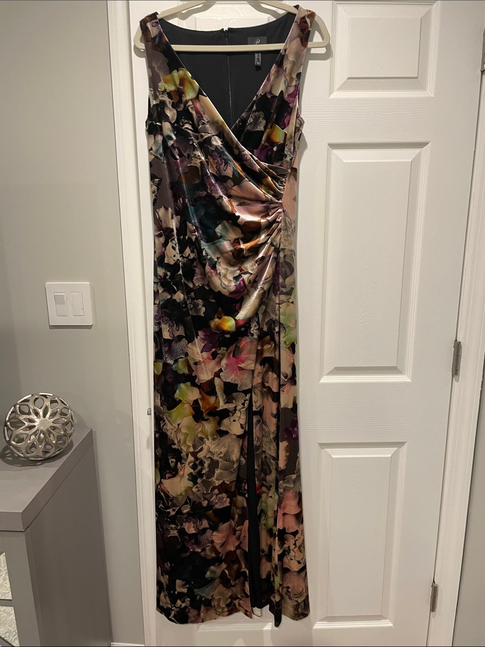 Adrianna Papell Velvet Floral Gown